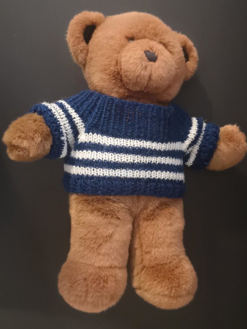 Build A Bear Workshop Dark Brown Plush Teddy Bear with Sailor Sweater 15" High